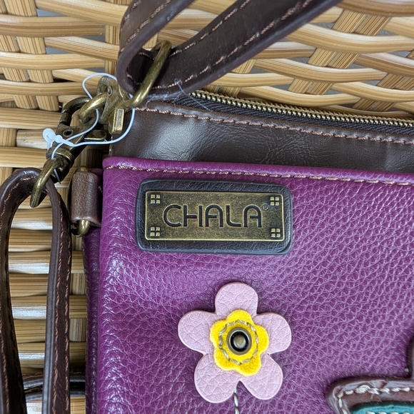 Chala Mini Faux Leather Purple Forget Me Not Crossbody Bag Clutch Wristlet NWT - Picture 13 of 13